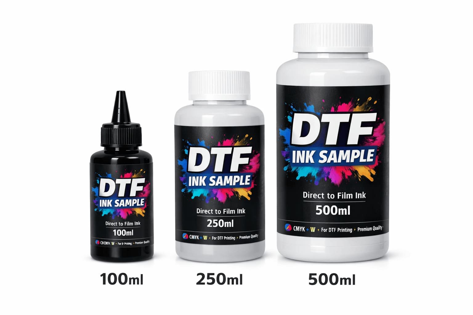 DTF Ink Sample Bottles 100ml 250ml 500ml