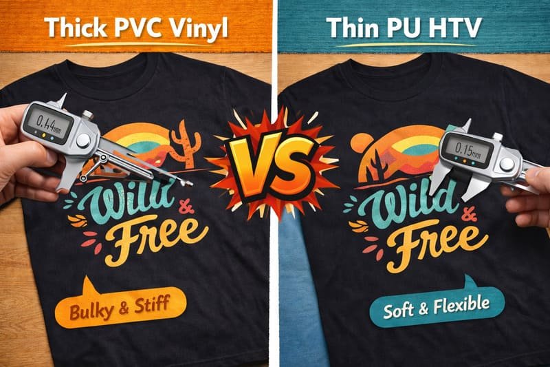 Thick PVC Vinyl vs Thin PU HTV