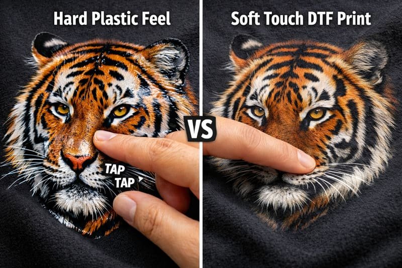 Soft Touch DTF Print vs Hard Plastic Feel